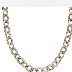 Two Tone Cable Link Chain Necklace 
19” long
dust bag  & polish cloth